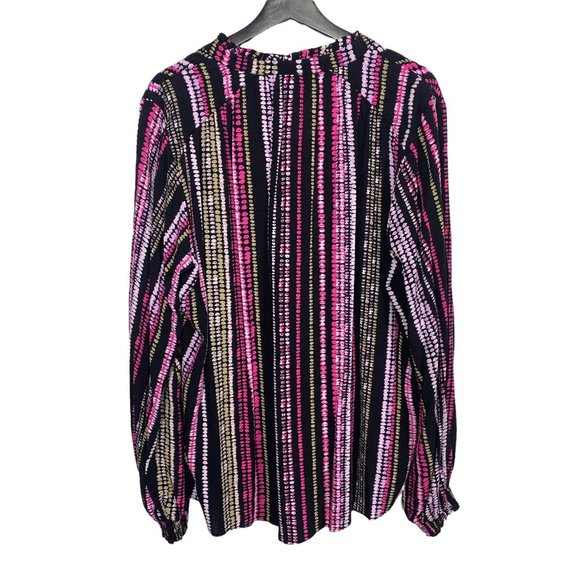 Maeve Long Sleeve Black Multicolor Partial Button Up Top XL - Picture 2 of 7
